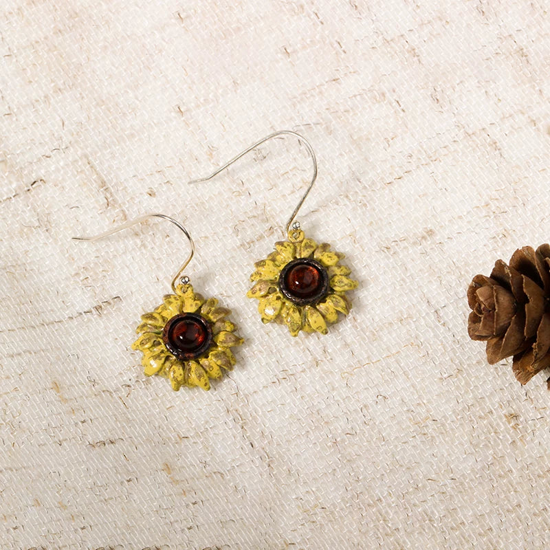 Bearcreekcreative Sunflower Drop Earrings