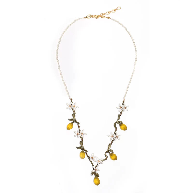 Bearcreekcreative Yellow Botanical Charm Necklace