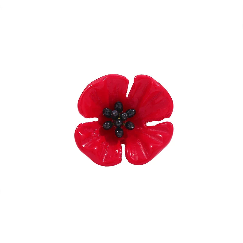 Bearcreekcreative Red Poppy Floral Statement Brooch
