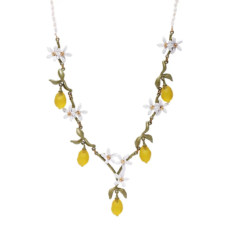 Bearcreekcreative Yellow Botanical Charm Necklace
