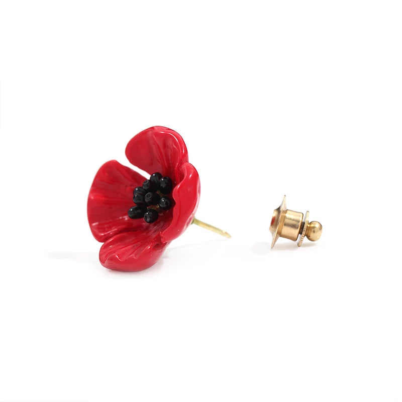 Bearcreekcreative Red Poppy Floral Statement Brooch