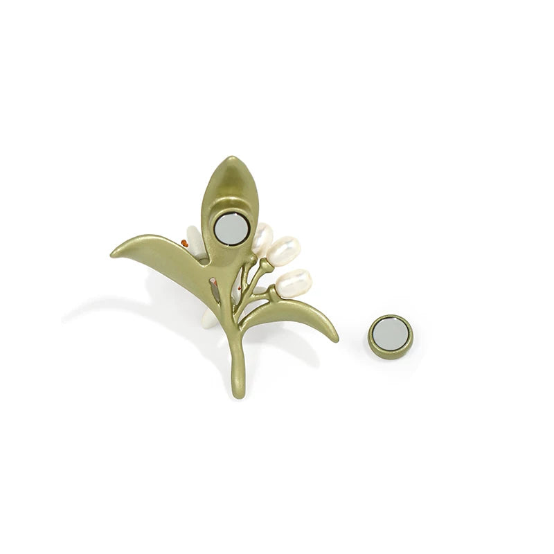 Bearcreekcreative Pearl Olive Branch Floral Brooch